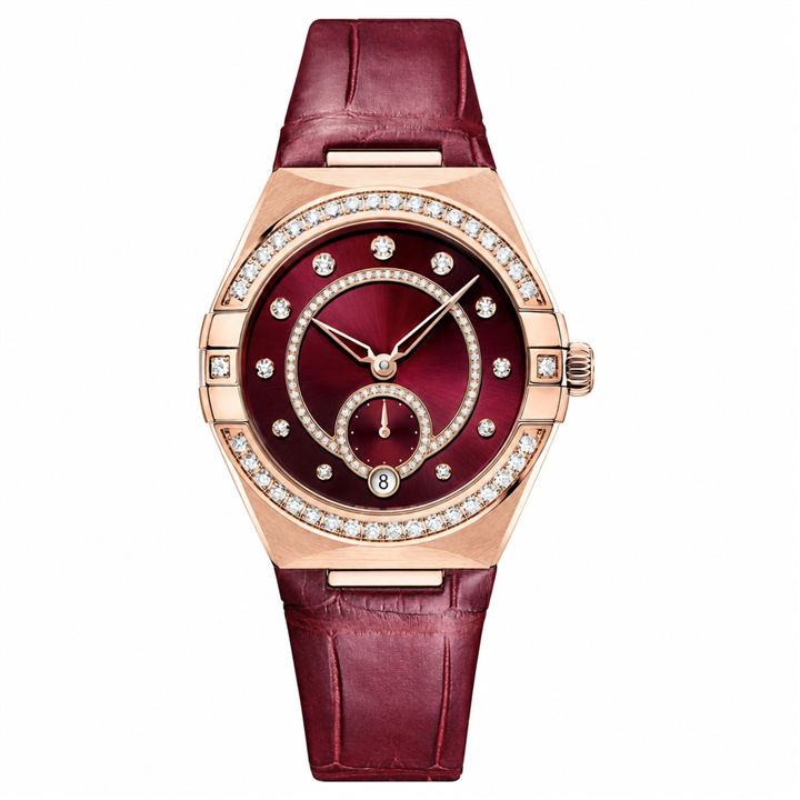 Ladies Dress Watch with Burgundy Dial and Rose Gold Tone Case 34mm product photo