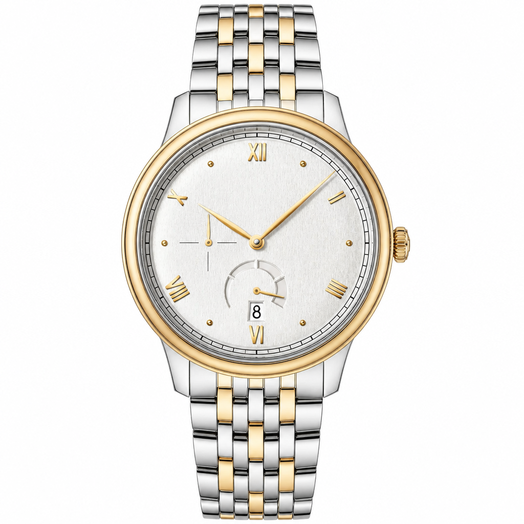 Dress Watch Two-Tone Stainless Steel 41mm with white dial and Roman numerals