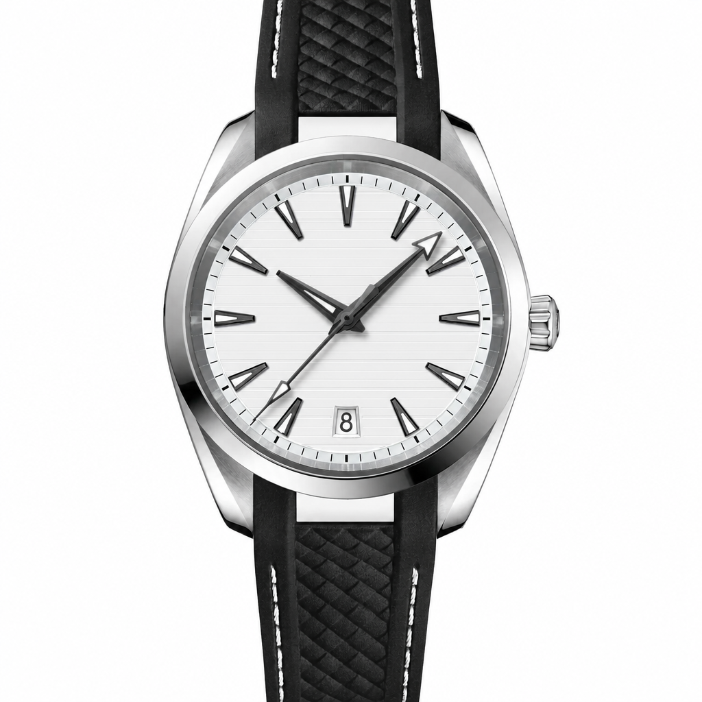Casual Watch with White Dial and Black Strap 38mm product photo