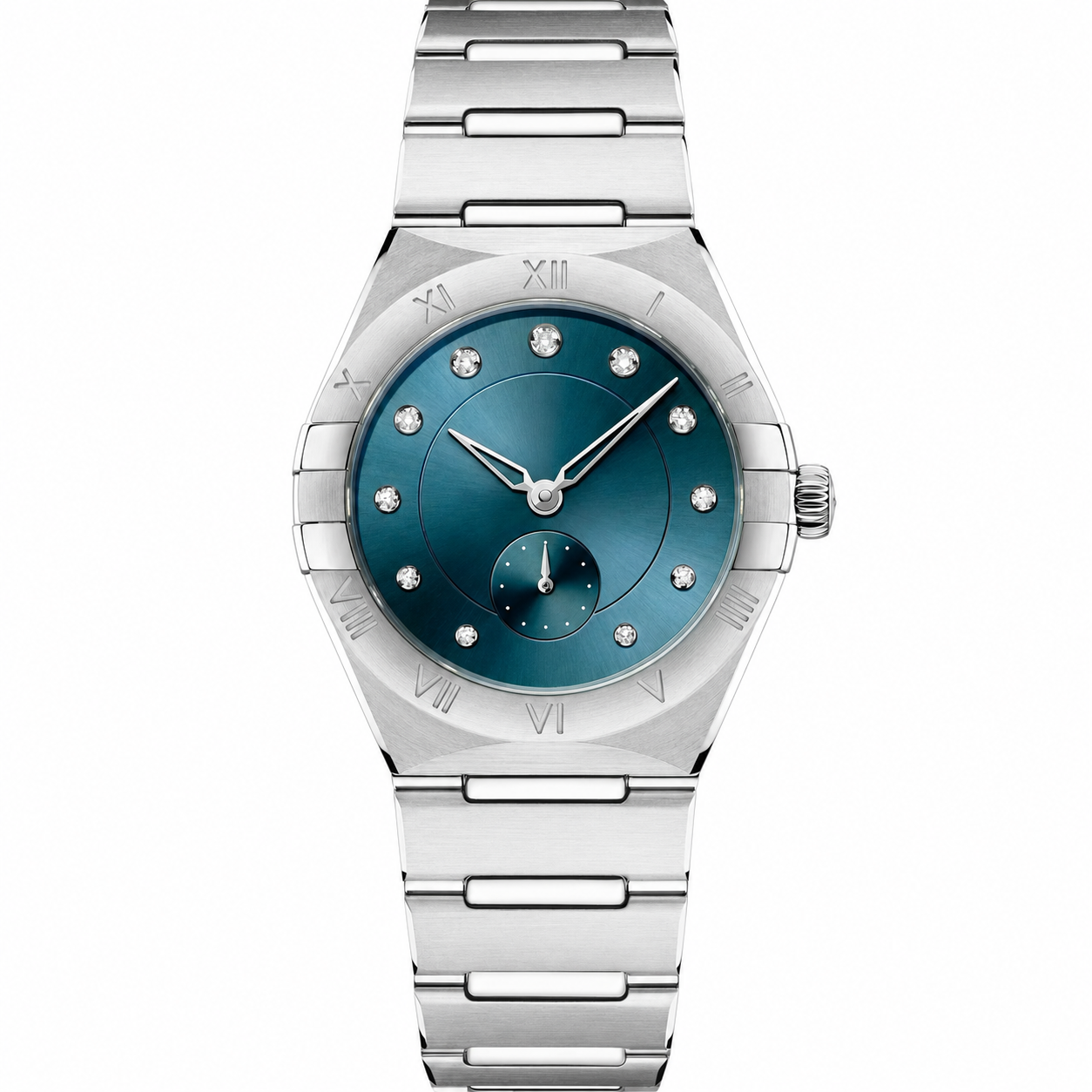 Ladies Small Seconds Watch Teal Steel 34mm product photo