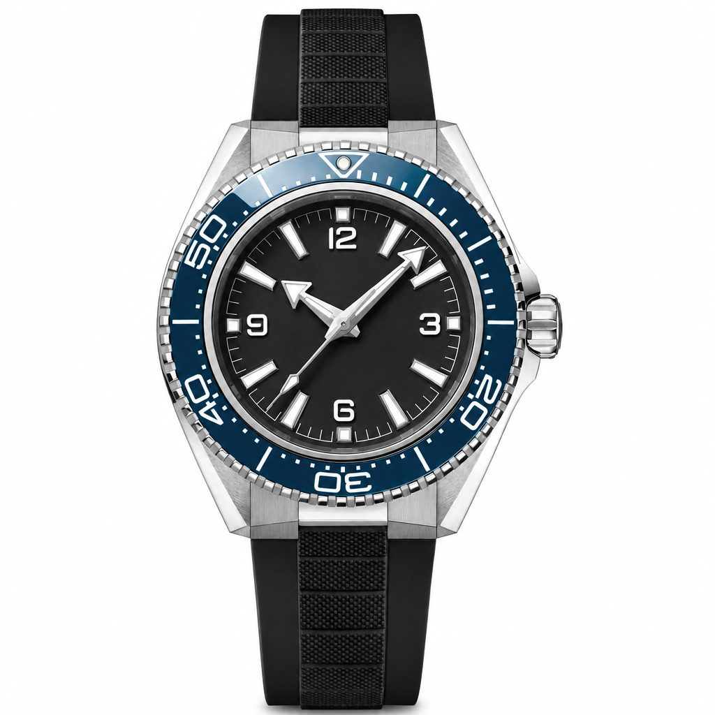 Sport Diver Watch with Black Dial and Rubber Strap, 42mm case
