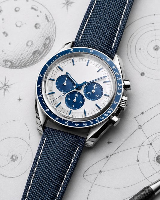 Lunar Chronograph Watch White Blue 42mm